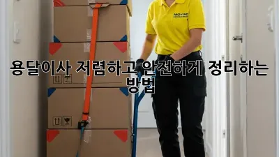 용달이사, 저렴하고 안전하게 정리하는 방법